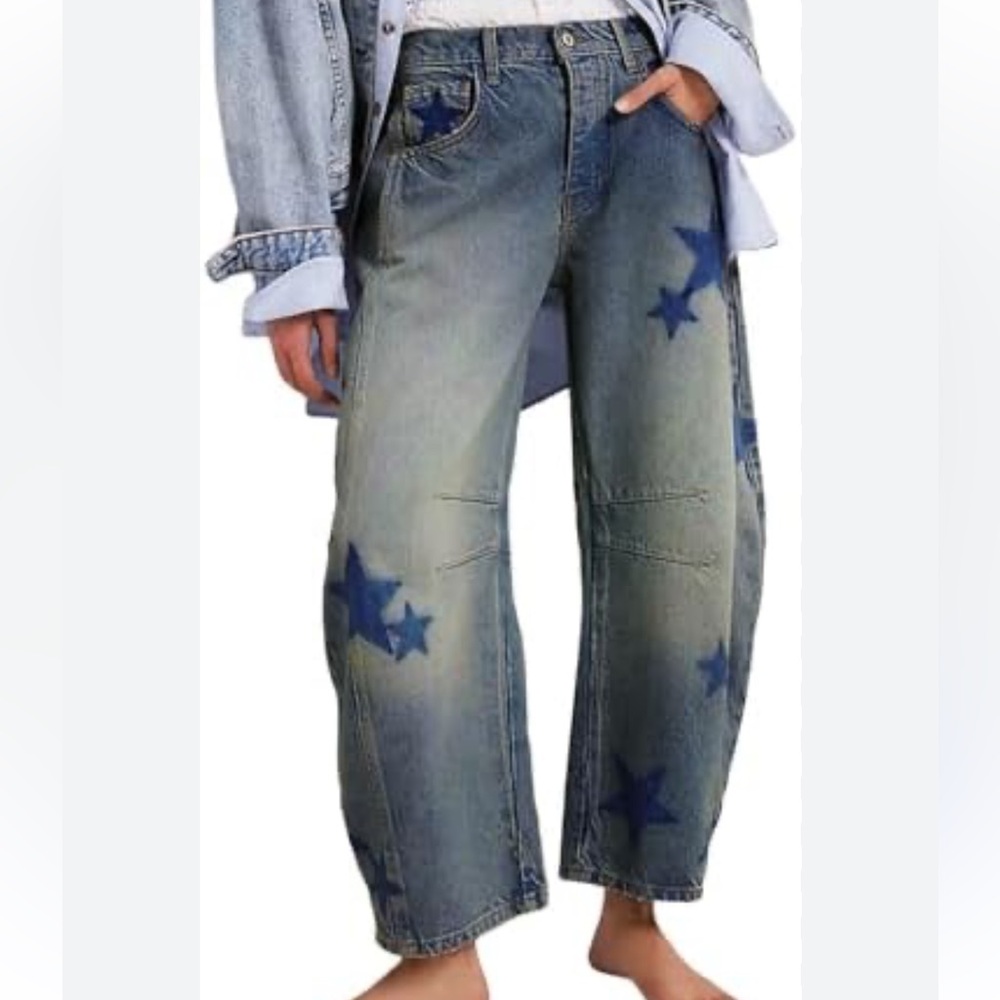 We the Free Painted Barrel Star Jeans